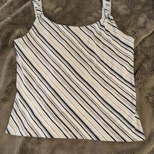 Apostrophe Ivory Striped Camisole with Black and Brown Lines